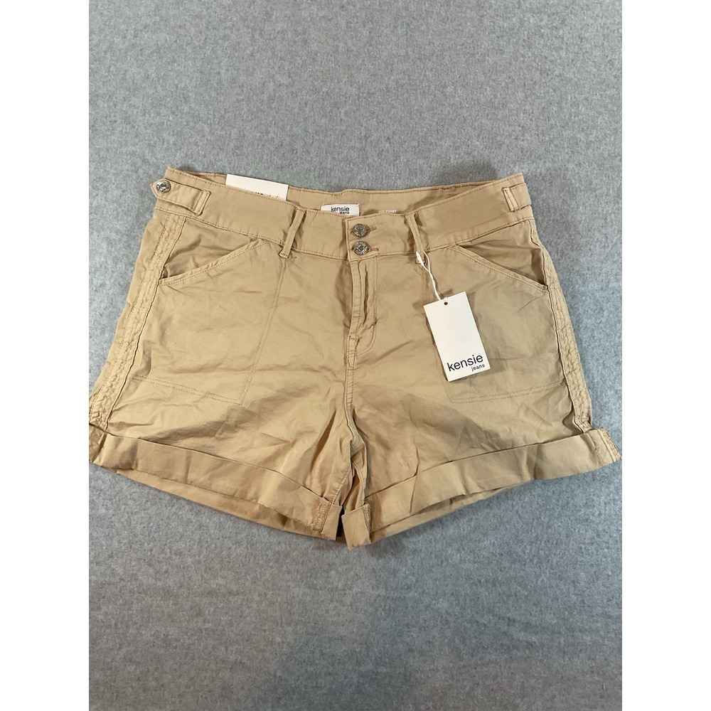 Kensie The Short Women's Beige Chino Cuffed Shorts Size 14 122